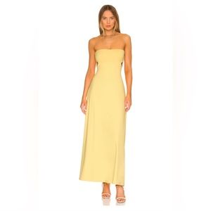 Yellow strapless maxi dress